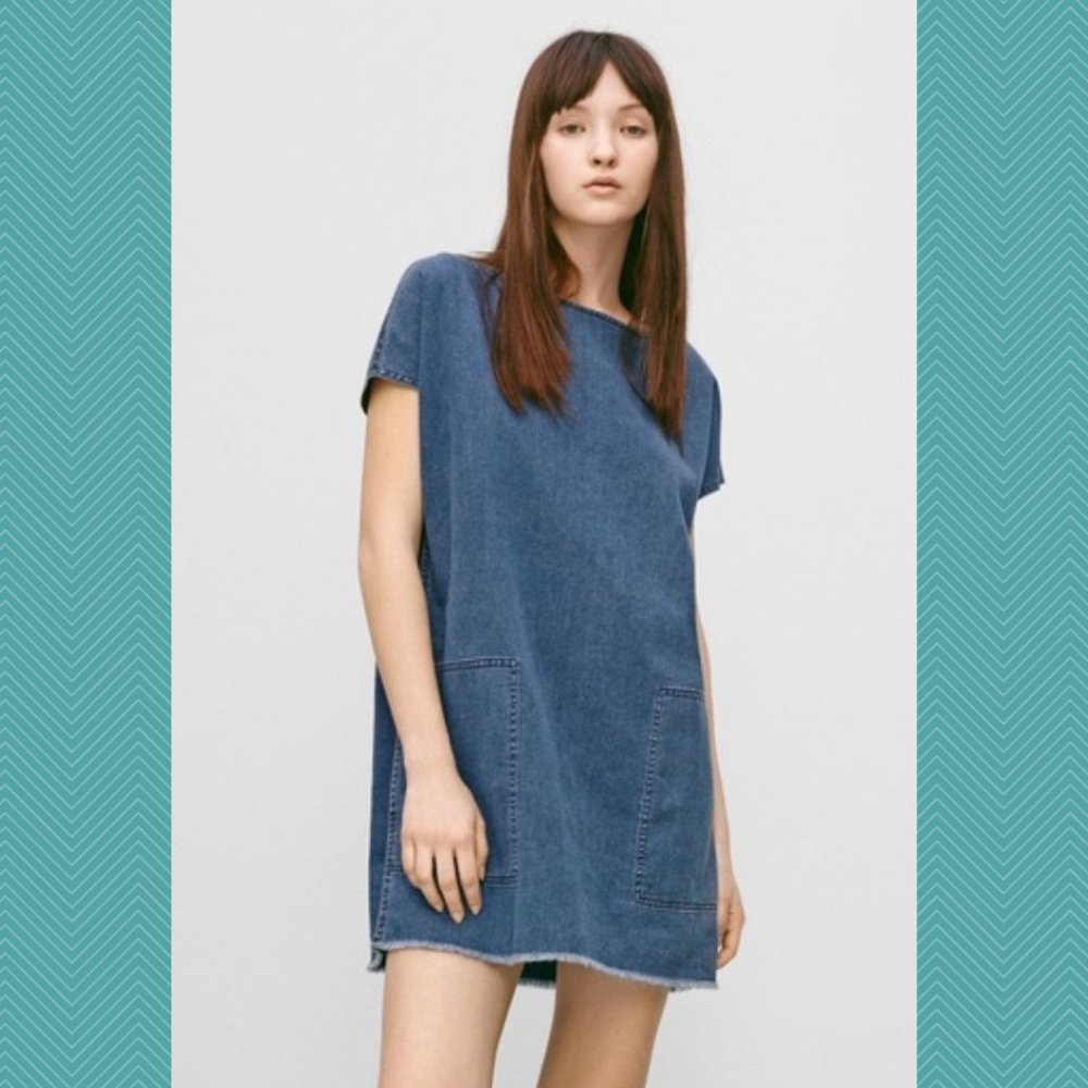 Wilfred Free Nori Denim Dress w/ Raw Hem